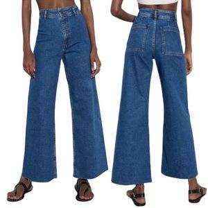 ZARA The Marine Straight High Waisted Wide leg Jeans 8